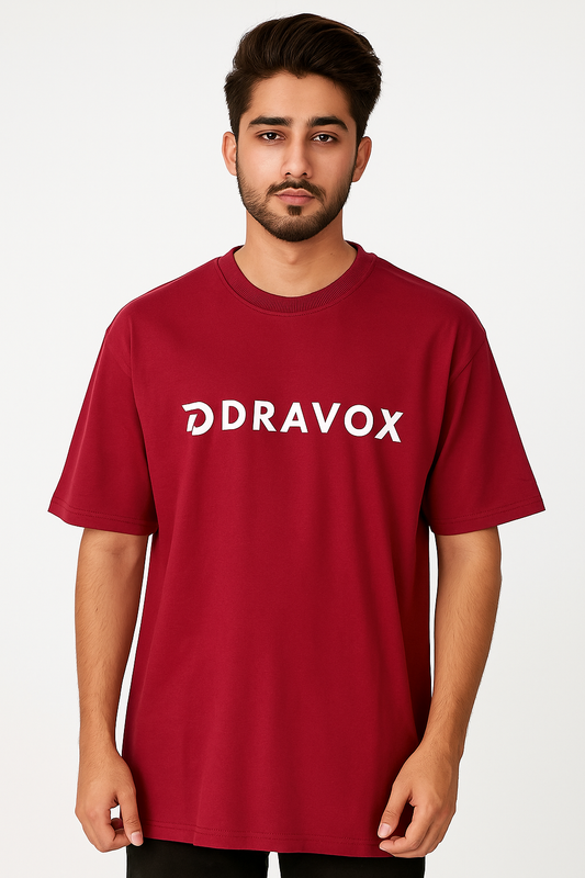 DRAVOX Oversized T-Shirt 240 GSM Premium Cotton - Maroon Edition