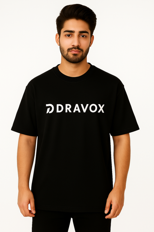 DRAVOX Oversized T-Shirt 240 GSM Premium Cotton - Black Edition