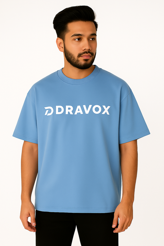 DRAVOX Oversized T-Shirt 240 GSM Premium Cotton - Sky Blue Edition